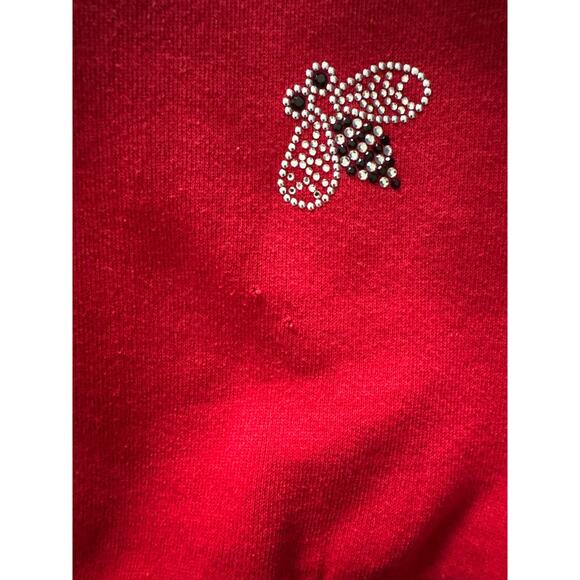 Vintage Christine Alexander Red Embellished Bee Quarter Zip Sweatshirt - Picture 8 of 8